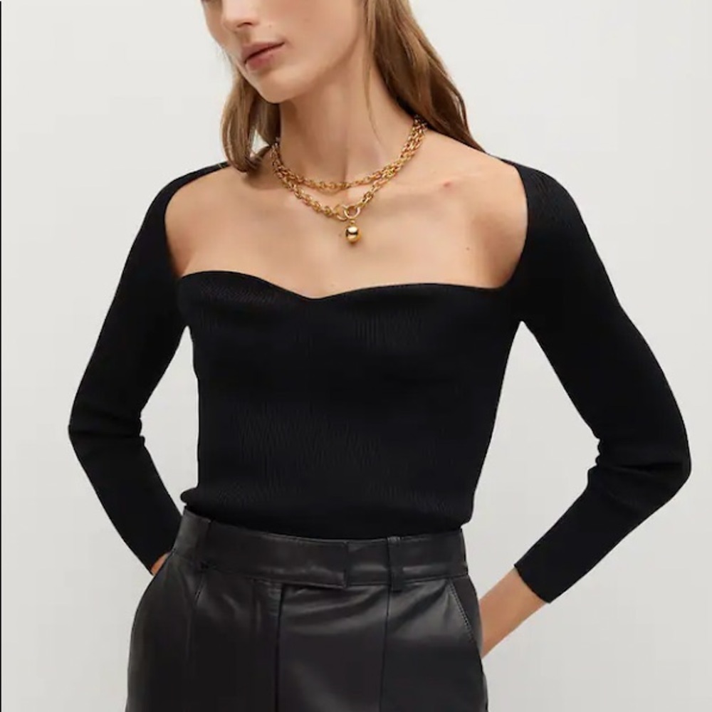 Mango sweetheart neckline sweater